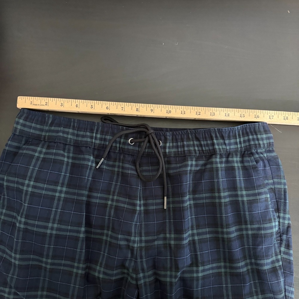 PacSun Cargo Pants Men's Large Navy Green Plaid Drawstring Waist Pockets Classic - Picture 8 of 10